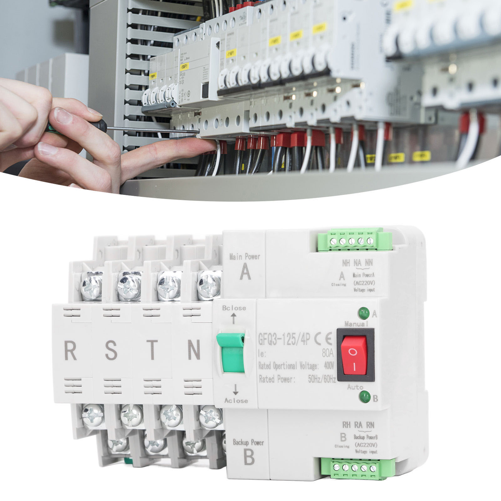 Automatischer Umschalter, Duale Stromversorgung, 400 V Ac Für Motor Und Netz, Millisekunden-schaltung, Unterbrechungsfreie Stromversorgung, Zeitverzögerte Schaltung, Din-schienenmontage, Für Den Hausg