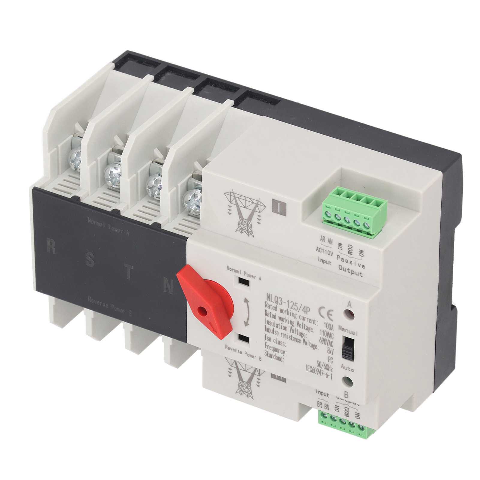 Nlq3-125/4p Ac110v Usv, Duales Netzteil, Automatischer Umschalter, 100-a-stromkreis, Schnellschaltregler, Millisekunden-umschaltung, Netzmodell