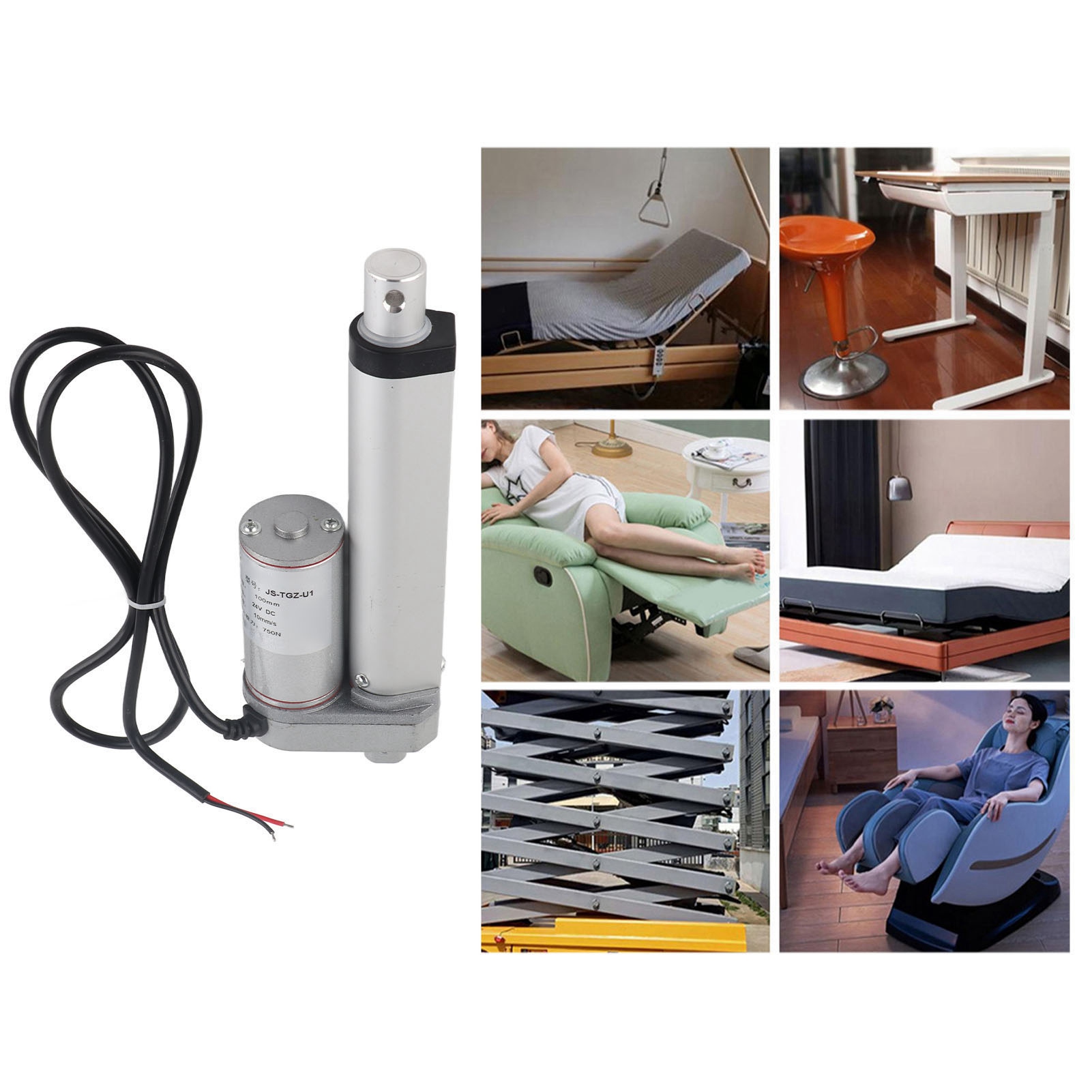 Elektrischer Stellantrieb Js-tgz-u1 750 N, Metallgetriebe, 100 Mm 24 V Weißer Stellantriebsmotor, Stellantrieb Für Massagesessel, Stellantrieb + Fernbedienung