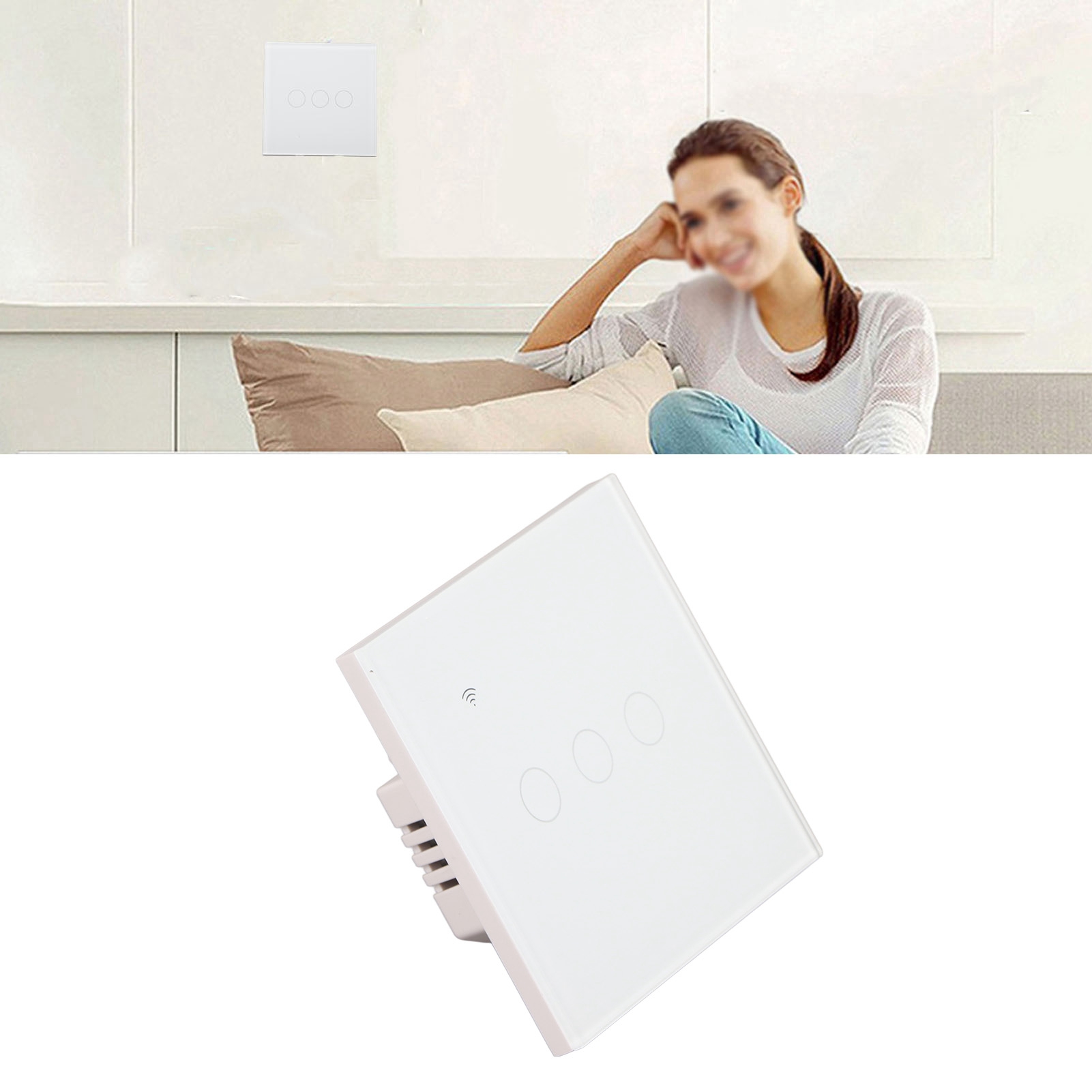 3-modul-wlan-schalter Mit Touchpanel Aus Gehärtetem Glas, Hubfrei, Intelligenter Schalter, 110–240 V Wechselstrom