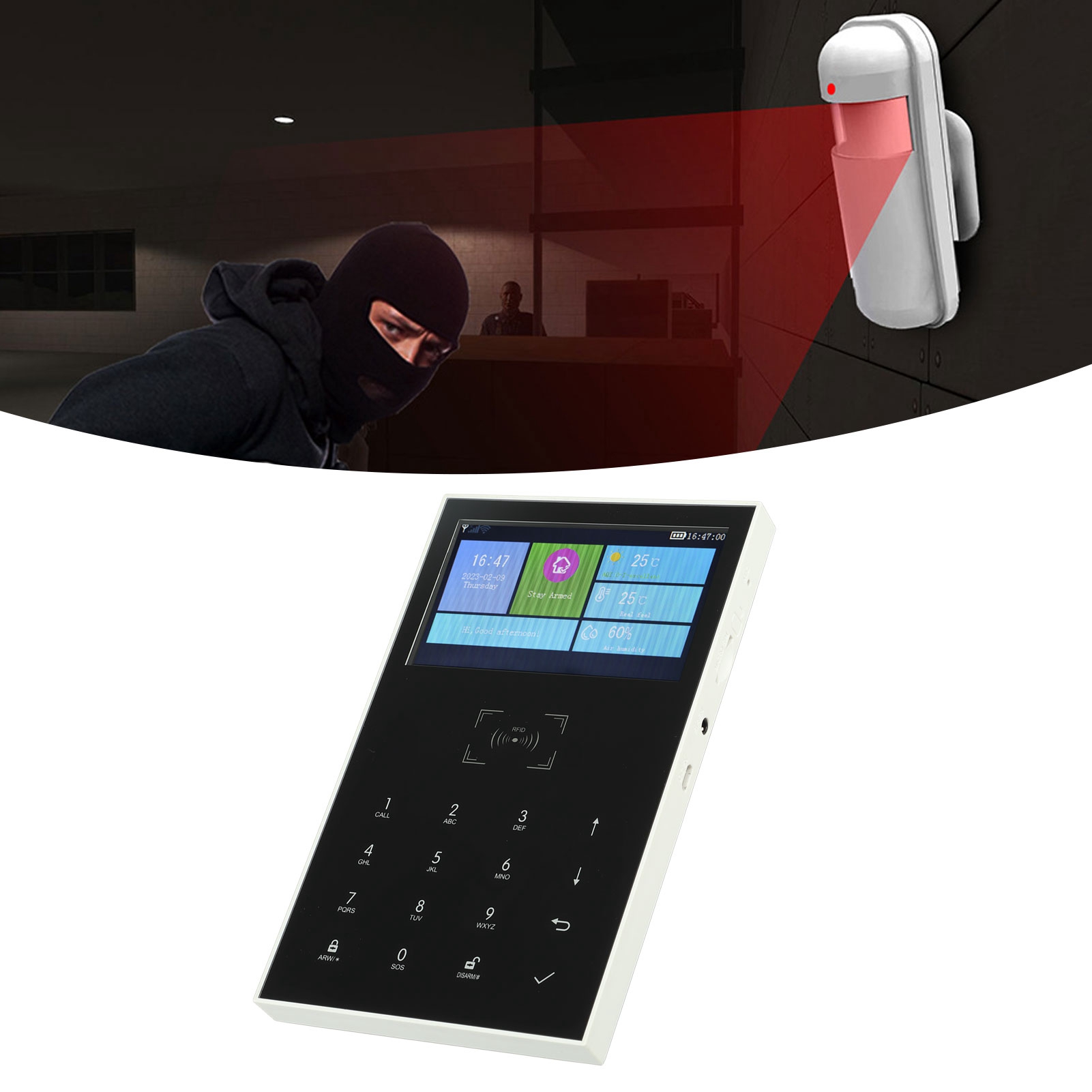 Dieses Drahtlose Diebstahlsicherungs-alarmsystem Zum Selberbauen Verfügt Über Eine Gsm- Und Wifi-steuerungs-app Und Eignet Sich Für Heimbüros Und Geschäfte.