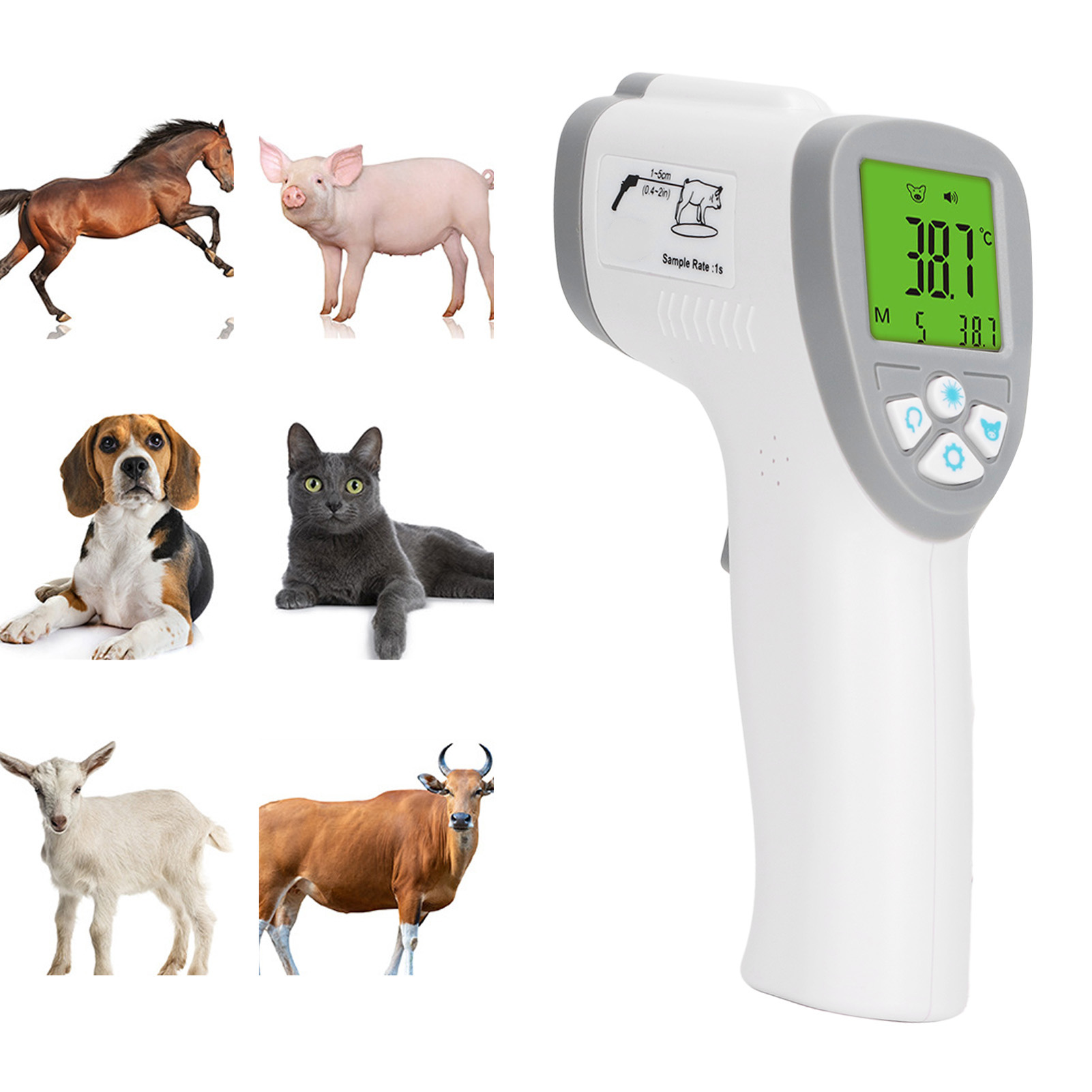 Berührungsloses Infrarot-thermometer Für Haustiere, Veterinärthermometer, Tragbares Thermometer Für Hunde Oder Andere Tiere Mit 3 Umschaltbaren Temperaturmessmodi.