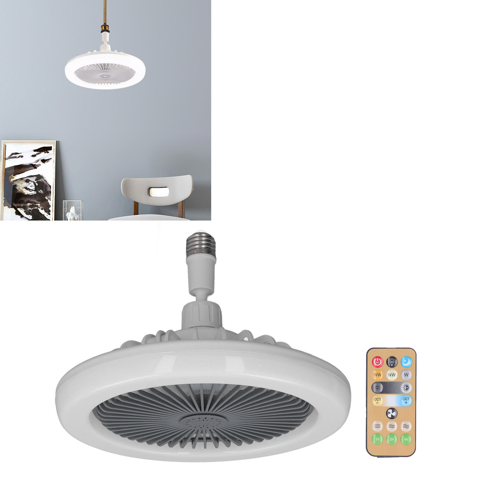 Multifunktionale E27-steckdose Mit Fernbedienung Für Ventilator Und Led-lichtleiste 85–265 V