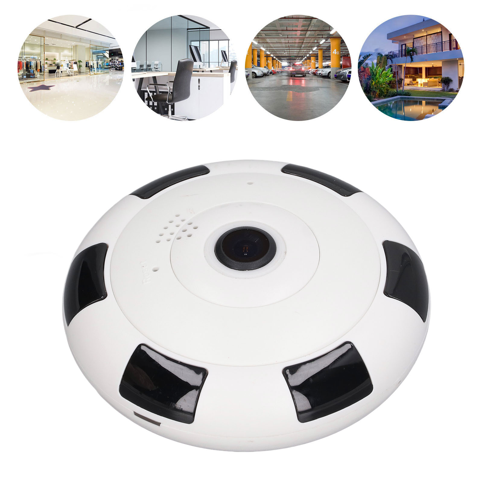 1080p 3d-funk-panorama-ip-kamera Mit 360°-nachtsicht, Europäischer Standard 100–240 V, Weiß