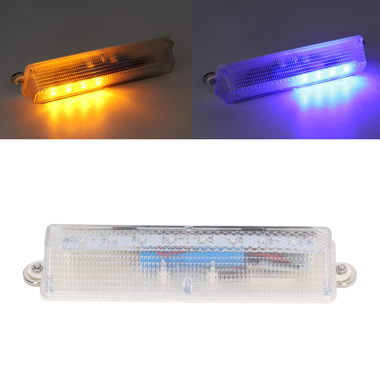 Solarbetriebener Warnstreifen Mit 8 Leds, Roten Und Blauen Solar-blinklichtern Sowie Gelbem Und Blauem Licht.