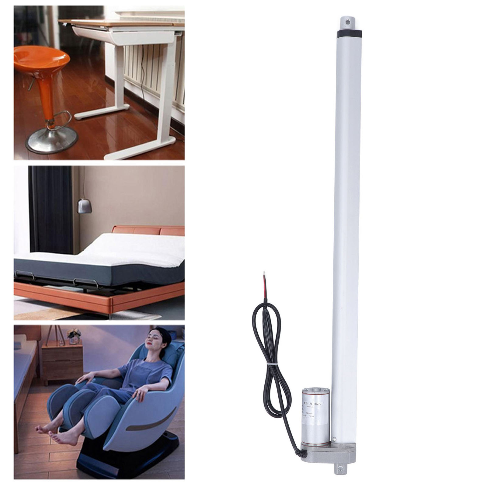 Js-tgz-u1 500 Mm 750 N Elektrischer Stellantrieb, Metallgetriebe, 12 V Weißer Stellmotor, Stellantrieb Für Massagesessel, Stellantrieb + Fernbedienung