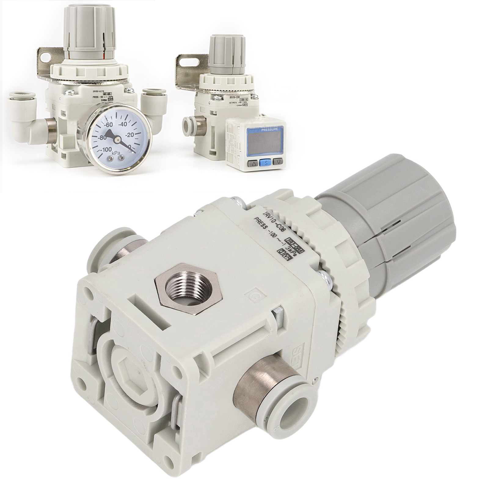 Irv10-c08 Manometerfreie Halterung Mit 8 Mm Geradem Durchgangsrohr, Pneumatisches Klimaanlagen-druckventil Vom Typ Smc, Unterdruck-reduzierventil, Geeigneter Außendurchmesser Des Anschlussrohrs: 8 Mm
