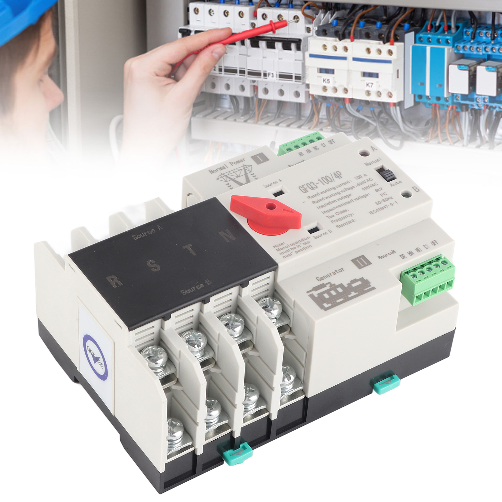 Automatische Dual-power-schaltung, 400 V Ac 100 A, Mit Millisekunden-schaltung Und Unterbrechungsfreier Stromversorgung (usv) Mit Timersteuerung, 50 Hz/60 Hz Ac/dc-wandler, 4-polig