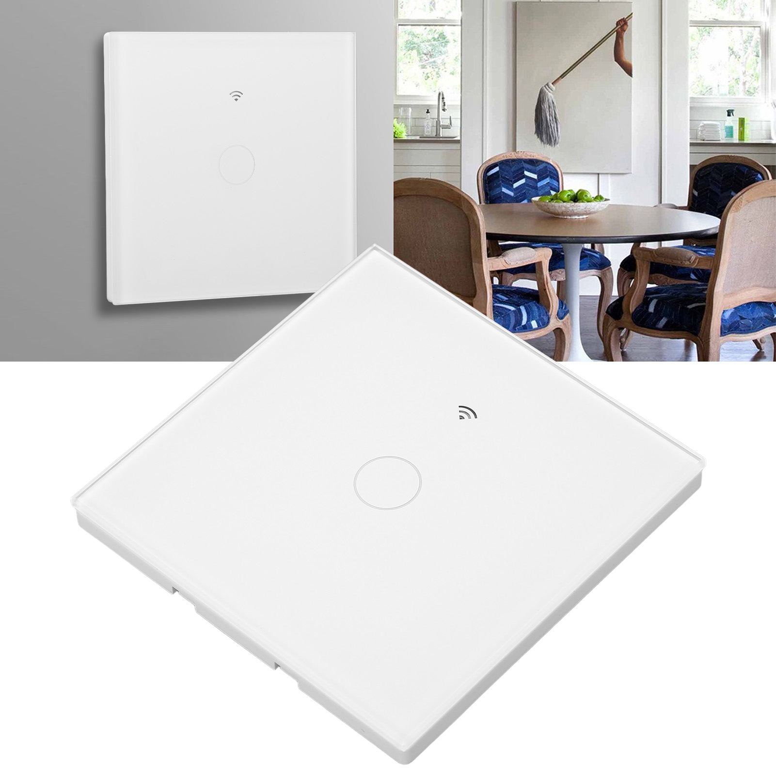 Intelligentes Wifi-graffiti-schaltrelais, Einkanalig, Weiß, Neutralleiter/phase, Mit Touch-steuerung, Alexa/google Sprachsteuerung, Relais Typ 86.