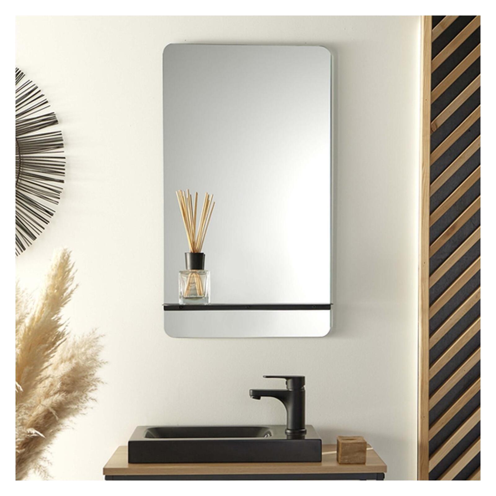 Miroir Rectangulaire 40 X 70 Cm Simona Avec Tablette En Métal