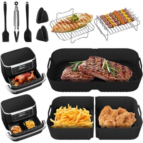 Kompatible Silikon-heißluftfritteusenform Für Ninja Foodi Flex 10,4l Af500eu, 14-teiliges Silikon-heißluftfritteusen-zubehörset, Af500eu Zubehör: 1 X 10,4l + 2 X 5,2l