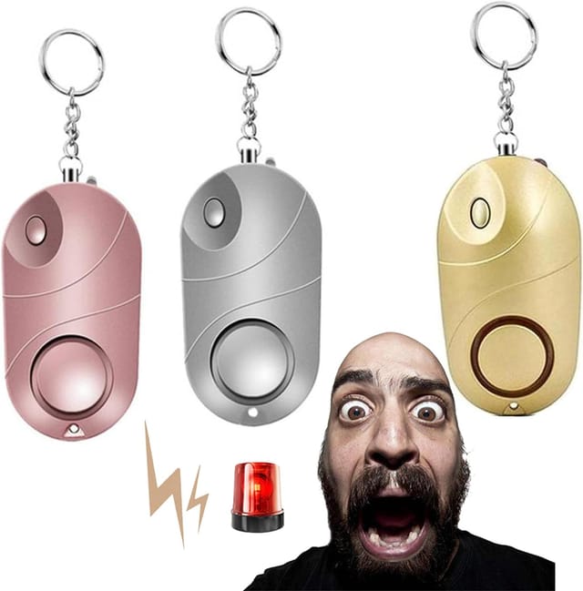 3er-Pack Notfall-Sicherheitsalarm-Schlüsselanhänger-Set für Frauen, Selbstverteidigungsalarm-Schlüsselanhänger mit LED-Licht, Sicherheitssirene,
