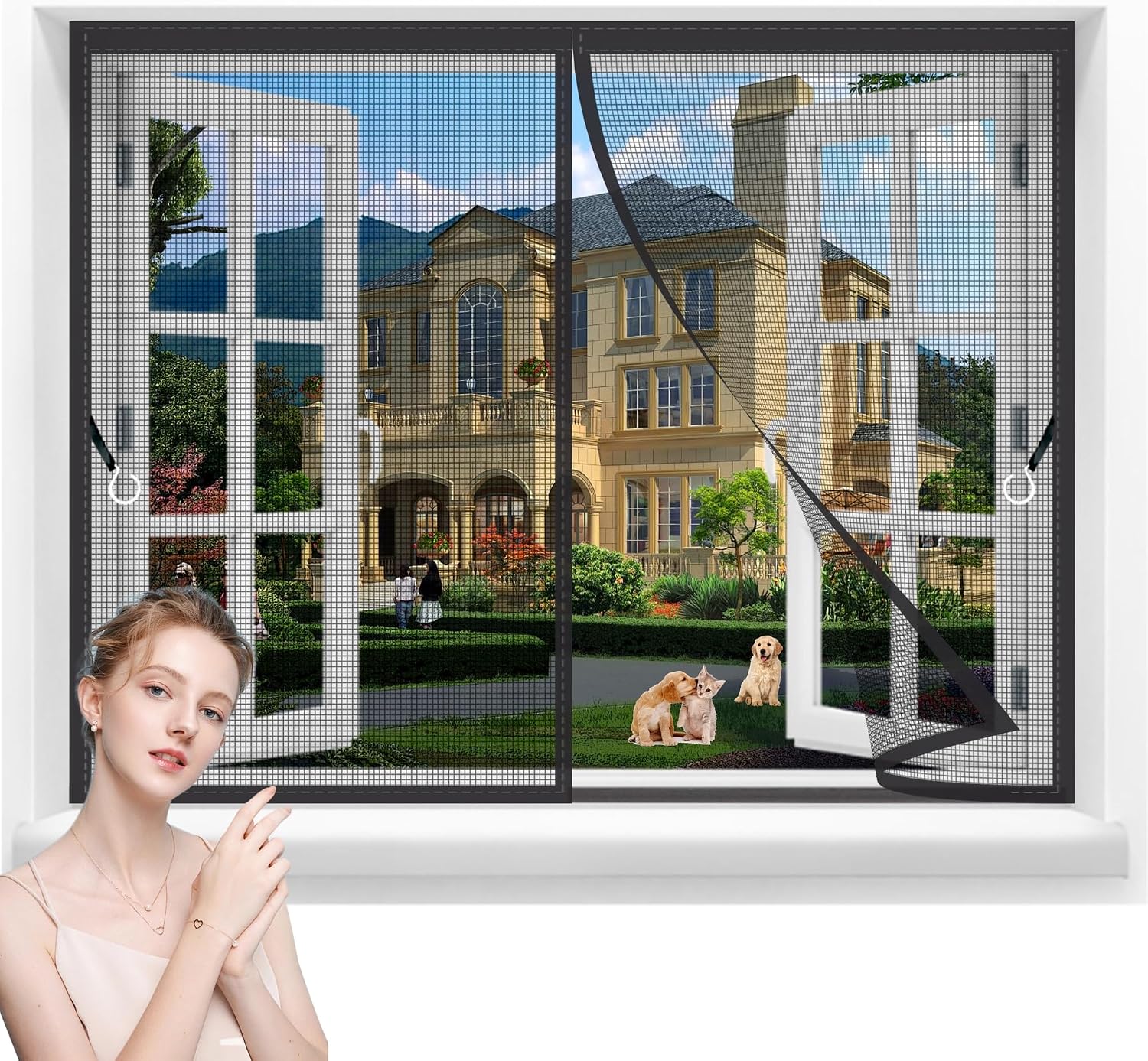 Magnetisches Fliegengitterfenster, 90x140 Cm/breite X Höhe, Magnetische Fliegengittertür, Türvorhang Optimaler Schutz Vor Fliegen Und Insekten Schwarz