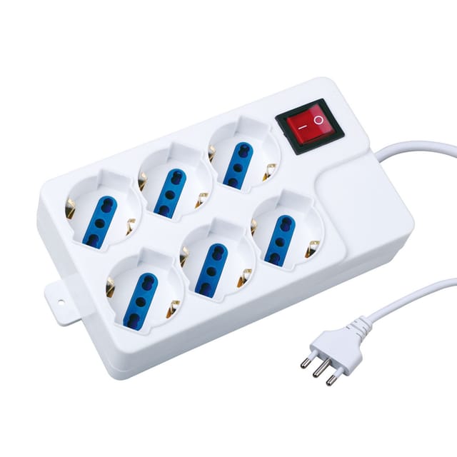 Trade Shop Traesio - Trade Shop - elektrische multipres tabelle 6 schuko 10-16A interrector 2500W 1.5MT -