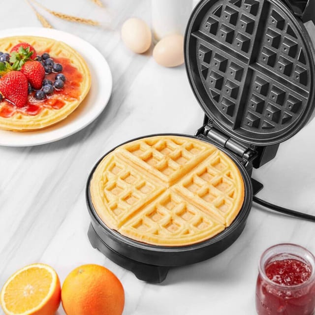 Trade Shop Traesio - Trade Shop - elektrisches waffeleisen 1000W grill antihaftplatten schwarz -