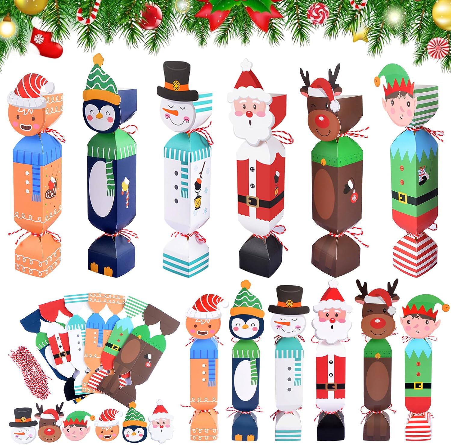 24 Stück Weihnachtsbonbon-schachteln, Geschenkboxen Mit Band, Leere Weihnachts-süßigkeiten-boxen Mit Bändern, Für Geschenkverpackung, Bonbons, Schokolade, Kekse