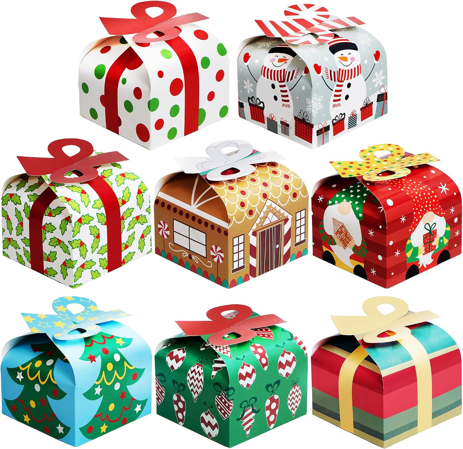 2er-set 3d-geschenkboxen Mit Schleife Für Weihnachten – Papierboxen Für Weihnachtsfeiern – Süßigkeitenboxen – Keksdosen Aus Karton