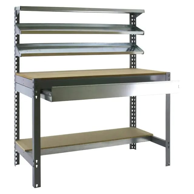 SimonRack - Werkbank-Bausatz mit Schublade 1440x900x750mm - BT-1 BOX 900 DUNKELGRAU/HOLZ