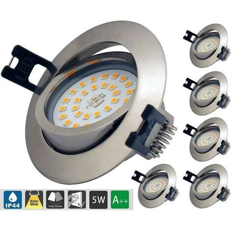 Extra Flache Dimmbare Led-einbauleuchte Ip44, 6,5 W Ac 230v Warmweiß 3000k 400lm Einbaustrahler Für Badezimmer, Wohnzimmer, Küche, Flur, Galerie Und Geschäft
