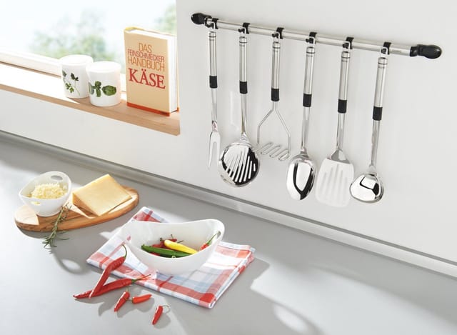 Leifheit Pfannenwender Proline, Edelstahl Küchenutensil, Schwarz, 3023