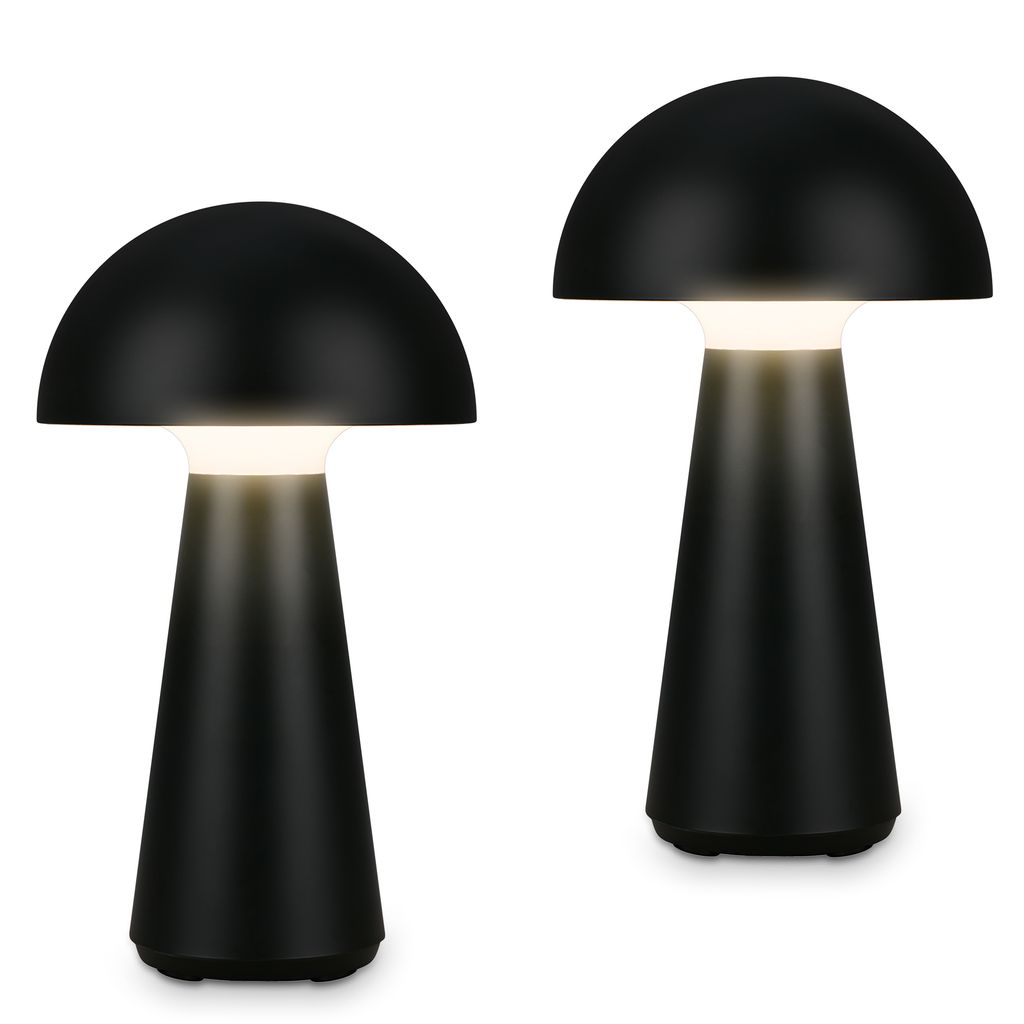 2er Set Led Akku-tischleuchte Tischlampe Für Innen Außen Garten Usb Ip44 Schwarz