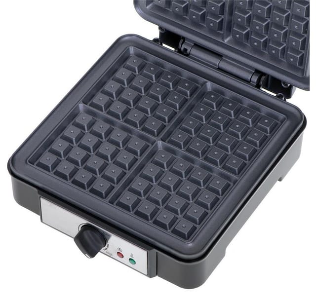 AD3049 Professionelle Waffelmaschine für 4 dicke belgische Waffeln, Antihaftbeschichtung, Temperaturkontrolle, Waffelmaschine schwarz, 1800W - Adler