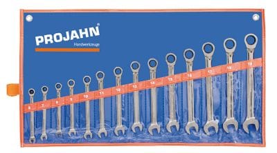 Projahn GearTech Schlüssel Satz Rolltasche 14-tlg. 6 - 7 - 8 - 9 - 10 - 11 - 12 - 13 - 14 - 15 - 16 - 17 - 18 - 19 mm