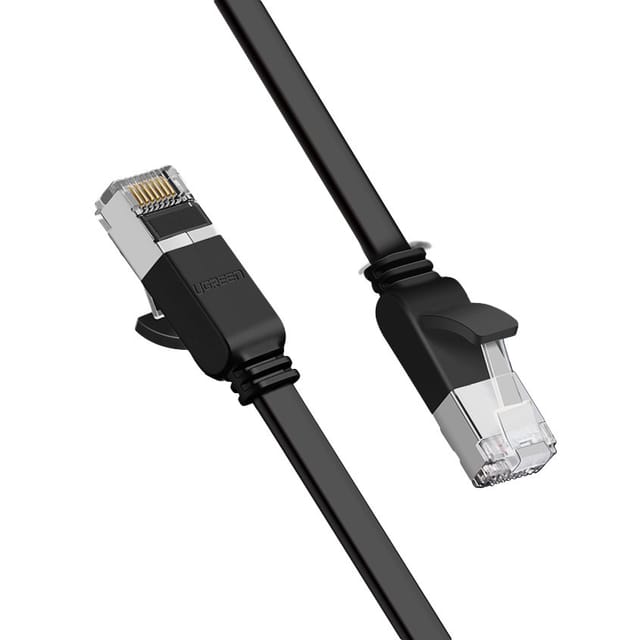 Flaches Patchkabel UTP RJ45 Cat 6 1000Mbps Netzwerkkabel 2m schwarz