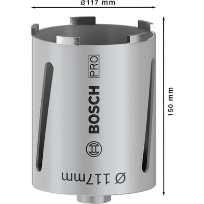Bosch Diamanttrockenbohrkrone G 1/2, Best for Universal, 117 mm, 150 mm, 6, 7 mm