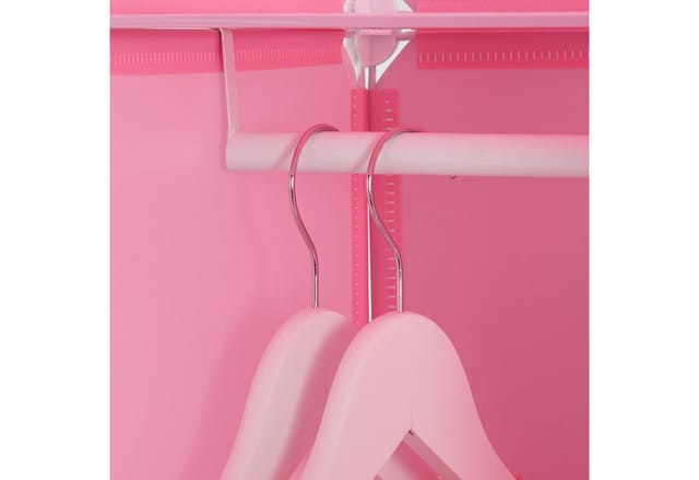Relaxdays - Steckregal Kinder, 2 Kleiderstangen, Türen mit Tierkindern, hbt: 145x110x37 cm, diy Kinderkleiderschrank, rosa