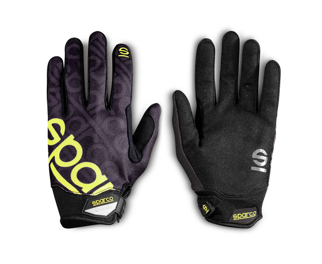 Sparco 002093 Verstellbare Arbeitshandschuhe, verstärktes Handgelenk, Polizei-Index, Schwarz/Gelb, L