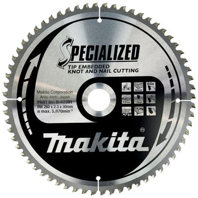 Sägeblatt specialized 260x30x64Z - Makita