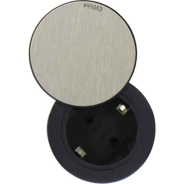 Evoline - One Einbau Steckdose mit Drehdeckel ø 59 mm 230V,Edelstahl schwarz