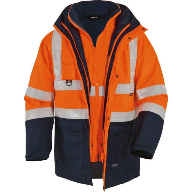 Vizwell - Warnschutz Parka 5 in 1, VWJK44 Gr. s orange/marine