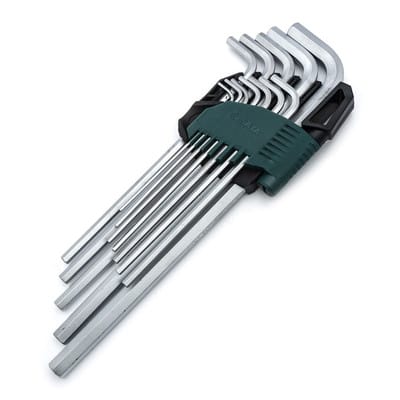 SATA ST09104SJ Set de Ablageschalen aus Metall de 8-teilig mit flachen, halbrunden, runden und quadratischen Feilen mit grünen ergonomischen Griffen