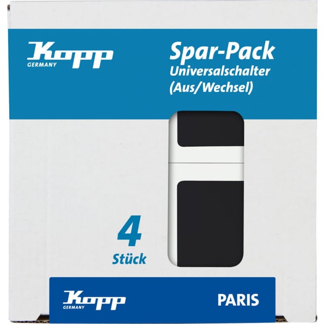 Paris – 4 Universalschalter, Aus-/Wechselschalter, Farbe: schwarz matt - 652650015 - Kopp