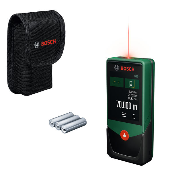 Bosch Digitaler Laser-entfernungsmesser Plm 70-27, Rot Bis 50 M In Tasche