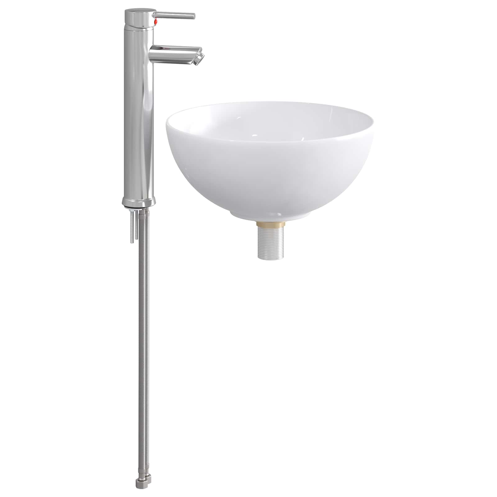 Waschbecken/waschmuschel/waschtisch Mit Wasserhahn Und Abfluss Chrom 32 X 32 X 13 Cm