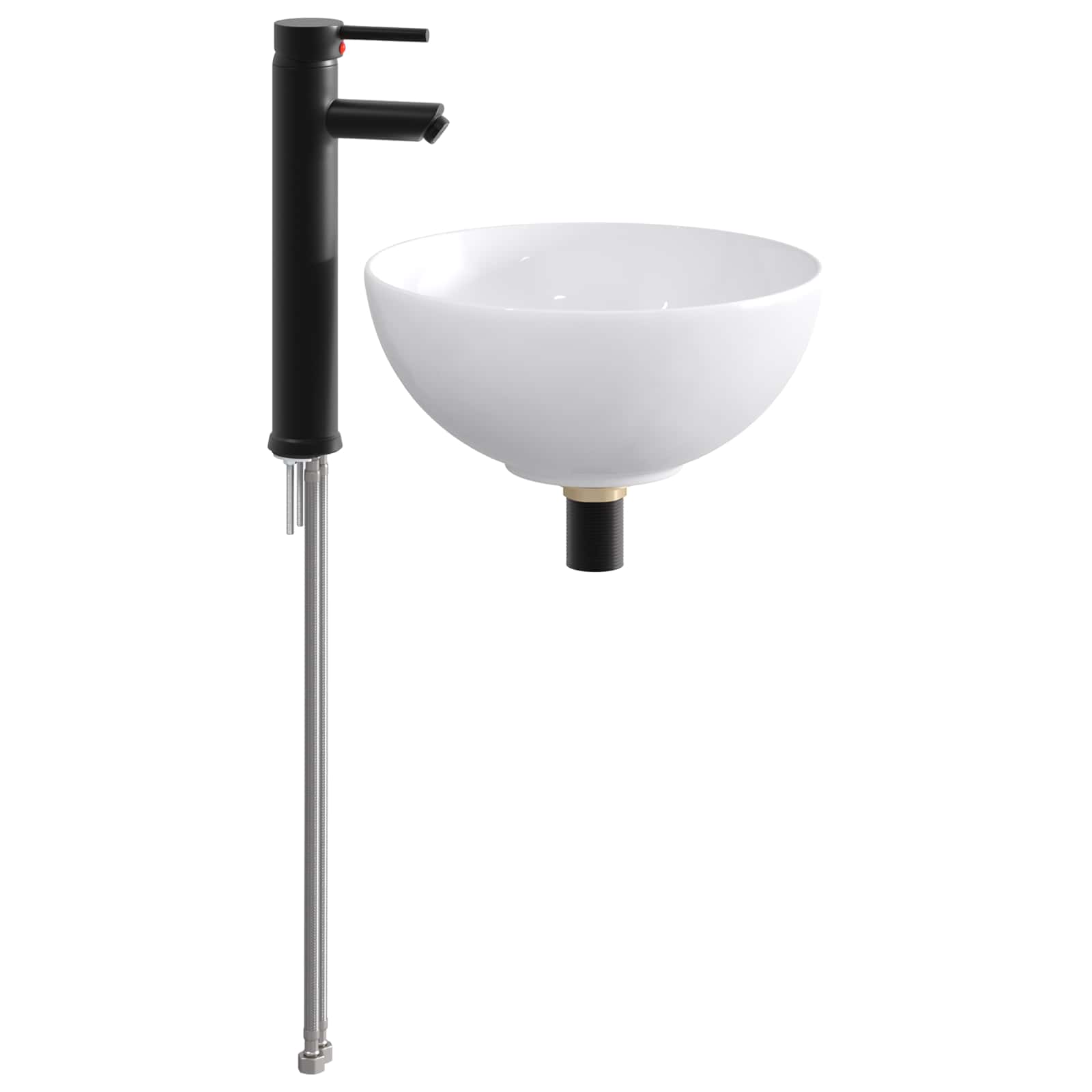 Waschbecken/waschmuschel/waschtisch Mit Wasserhahn Und Abfluss Matt Schwarz