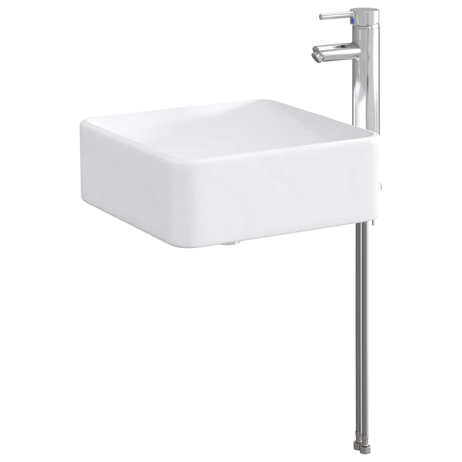 Waschbecken/waschmuschel/waschtisch Mit Wasserhahn Und Abfluss Chrom 49 X 37 X 14 Cm
