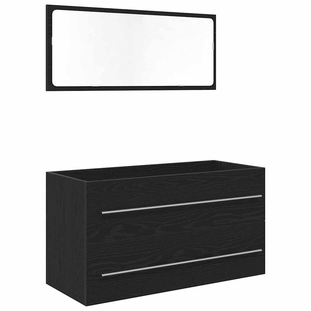 Waschbecken/waschmuschel/waschtisch-schrank Schwarz Eichen-optik 90 X 45 X 1.5 Cm