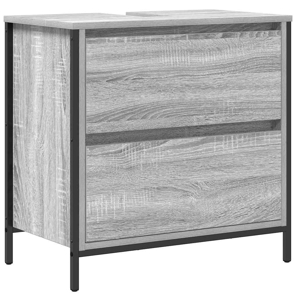 Waschbecken/waschmuschel/waschtischunterschrank Mit Schubladen Grau Sonoma 60x34,5x60cm