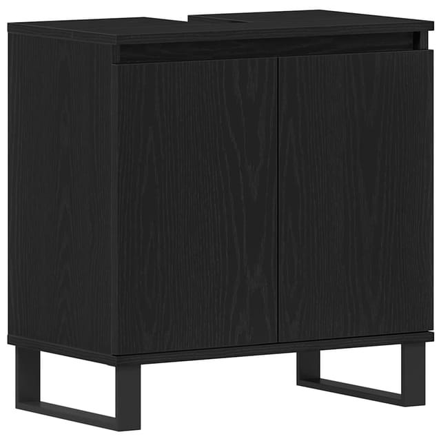Waschbecken/waschmuschel/waschtischschrank Schwarz Eichen-optik 58 X 33 X 60 Cm