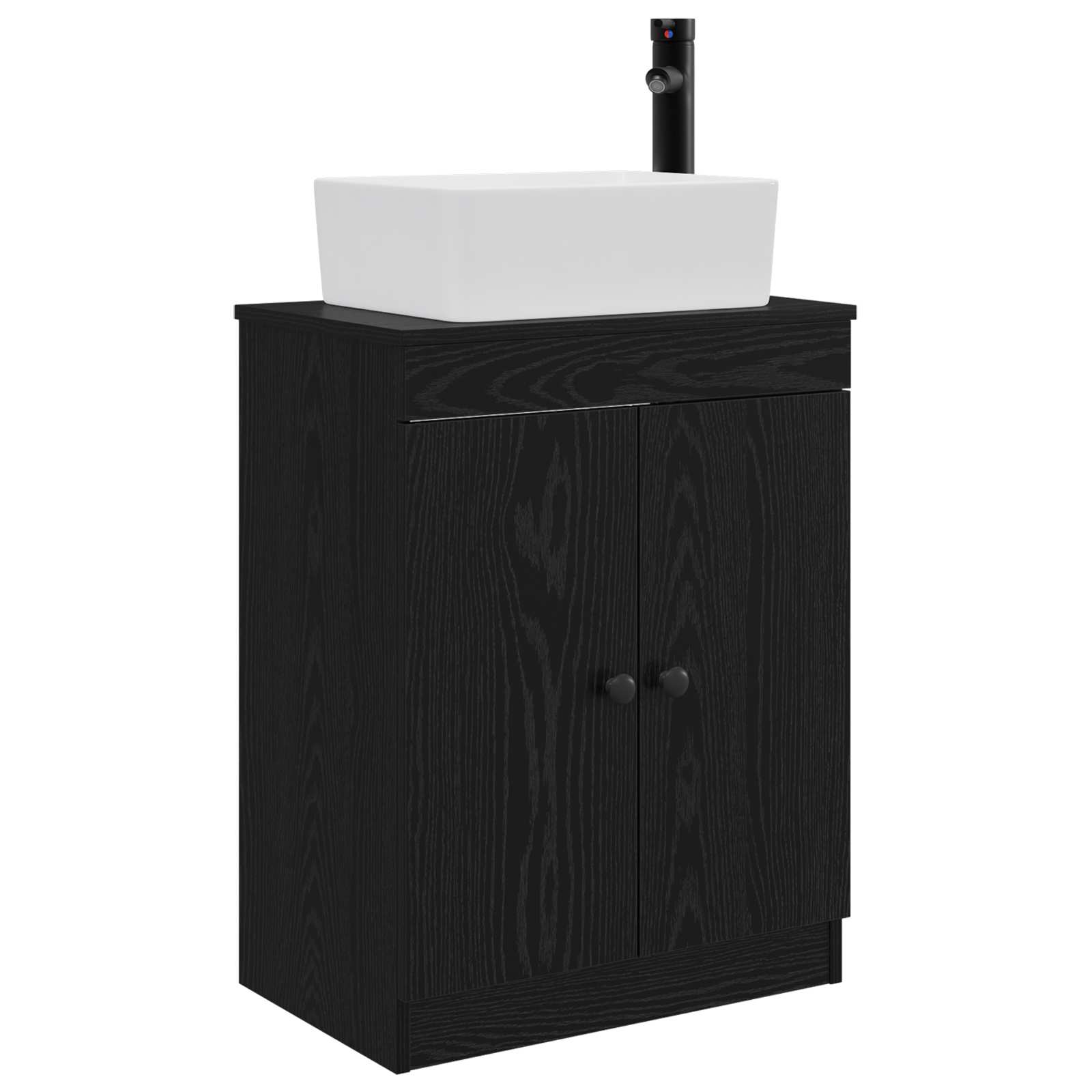 Badezimmerschrank Mit Waschbecken/waschmuschel/waschtisch Schwarz 54 X 35 X 83 Cm