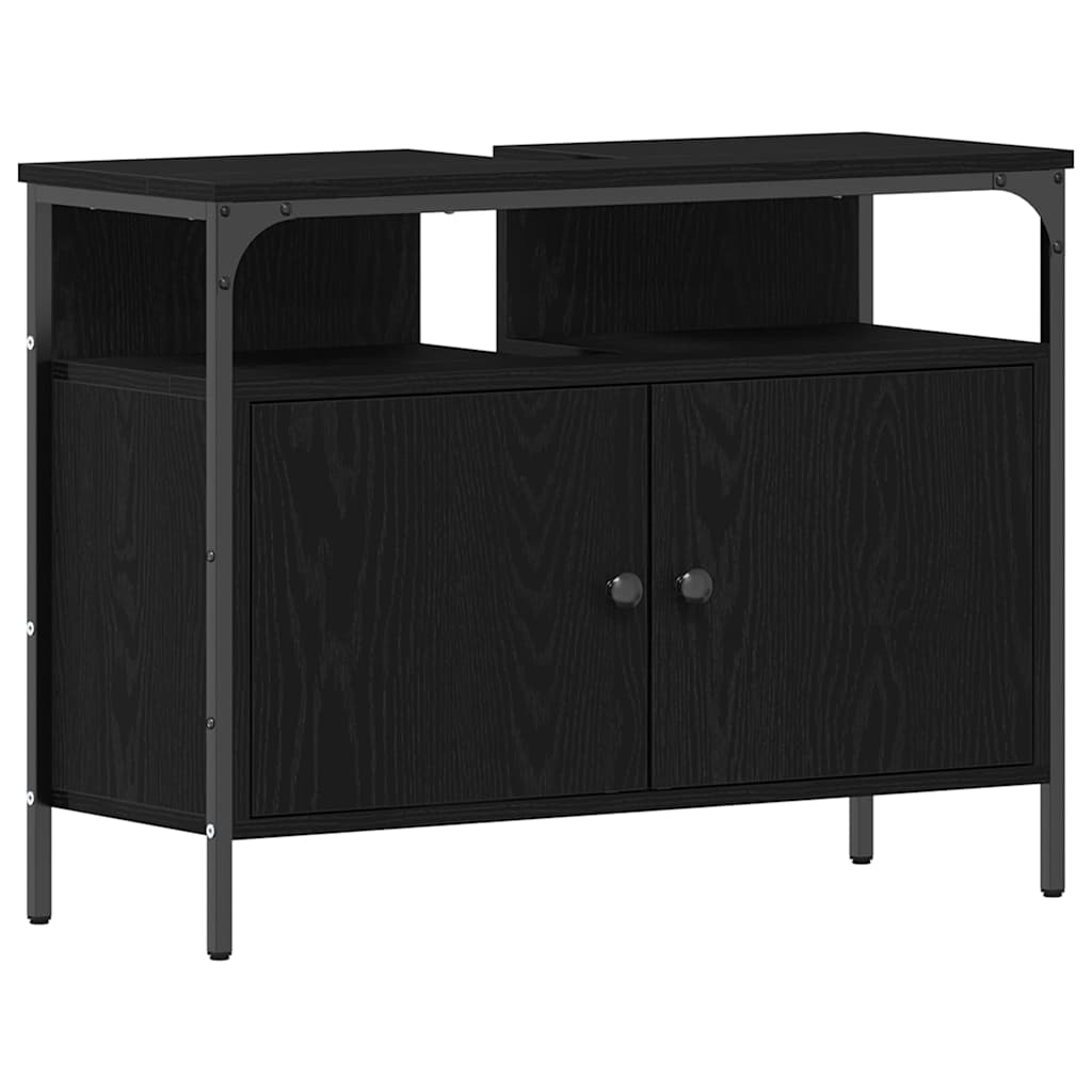 Waschbecken/waschmuschel/waschtischschrank Schwarz Eichen-optik 80 X 30 X 60 Cm
