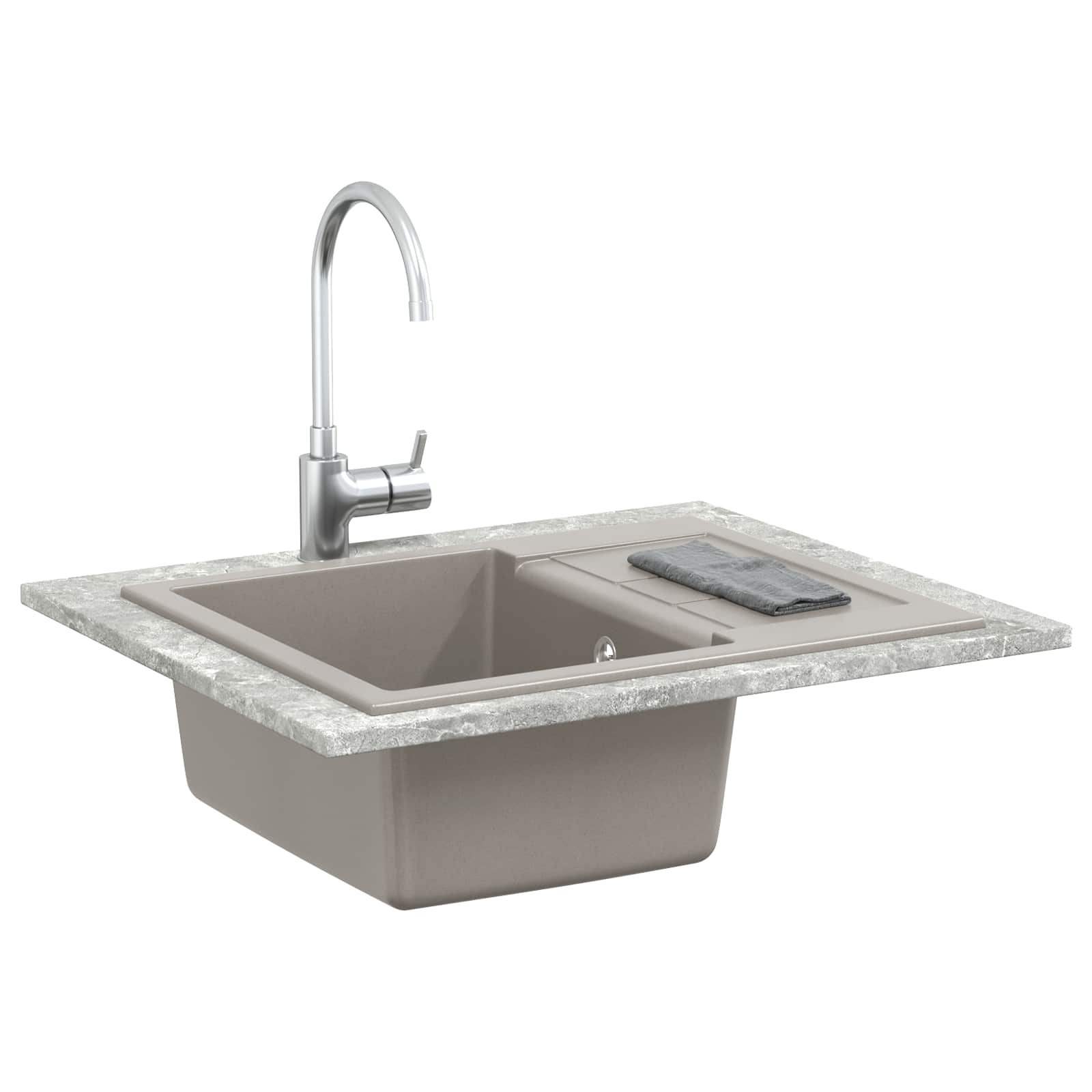 Waschbecken/waschmuschel/waschtisch Grau 620 X 500 Mm 80% Quarz Und 20% Harz
