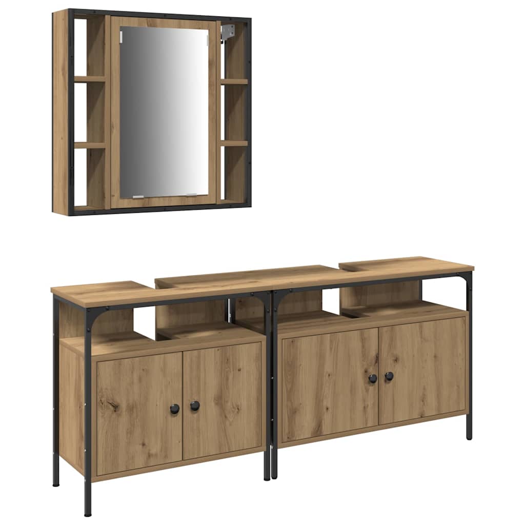 3 Stk.badezimmer-waschtischgestell Mit Waschbecken/waschmuschel/waschtisch Braun 80 X 30 X 60 Cm