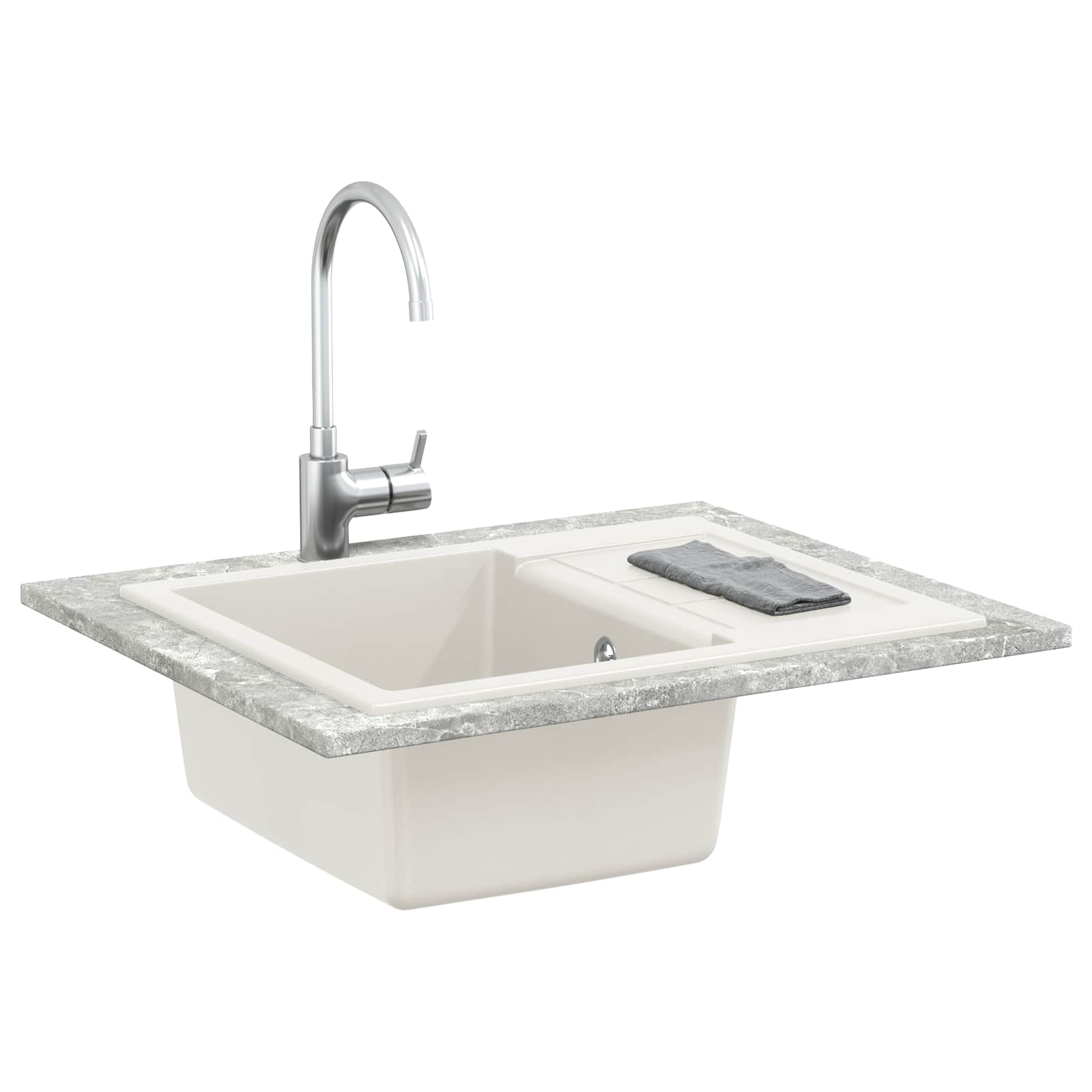 Waschbecken/waschmuschel/waschtisch Weiß 620 X 500 Mm 80% Quarz Und 20% Harz