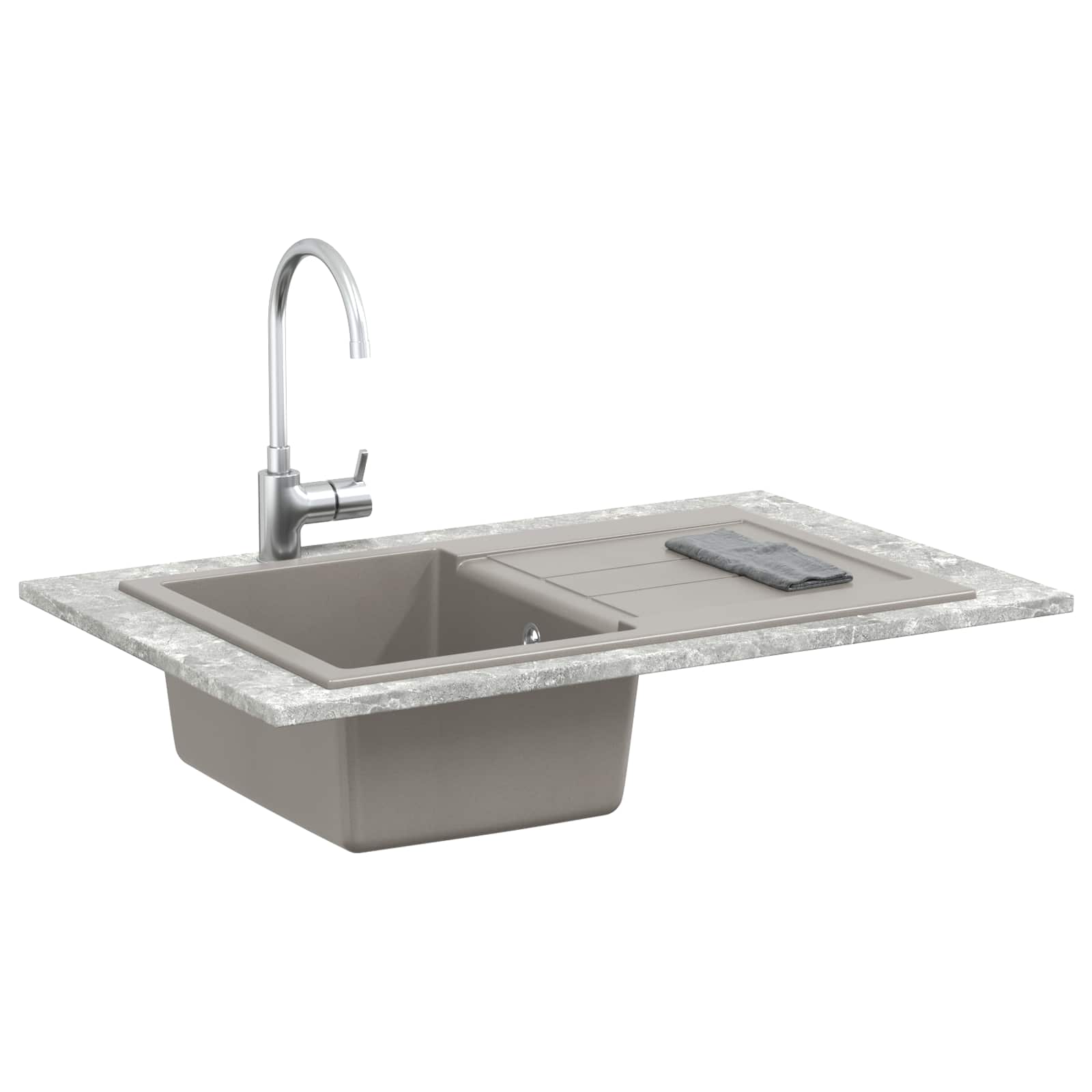 Waschbecken/waschmuschel/waschtisch Grau 780 X 500 Mm 80% Quarz Und 20% Harz