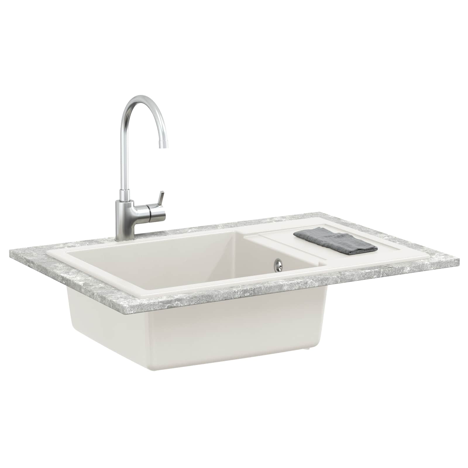 Waschbecken/waschmuschel/waschtisch Weiß 780 X 500 Mm 80% Quarz Und 20% Harz
